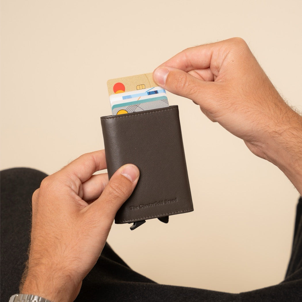 Porte-cartes en Cuir Gris Argile Junia
