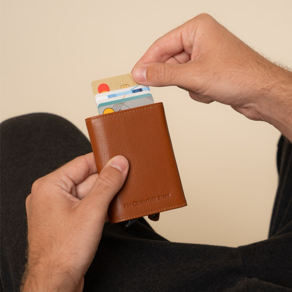 Leather Card Holder Cognac Junia
