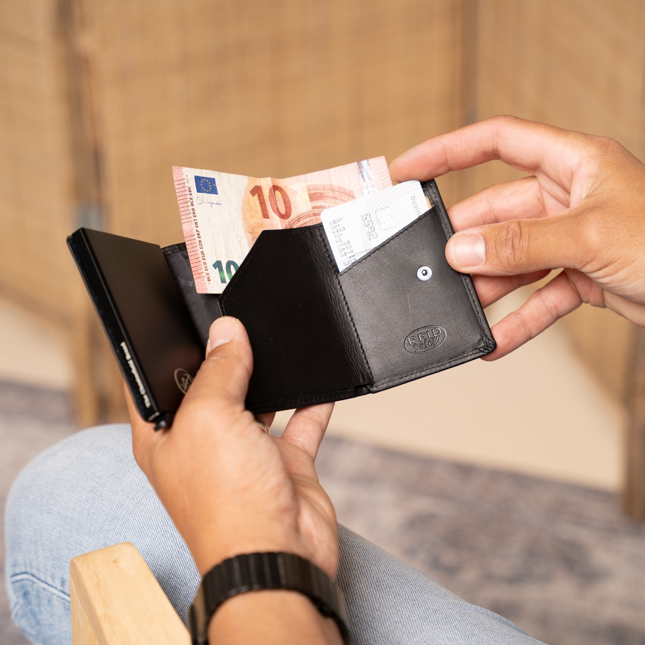 Leather Card Holder Black Lancaster