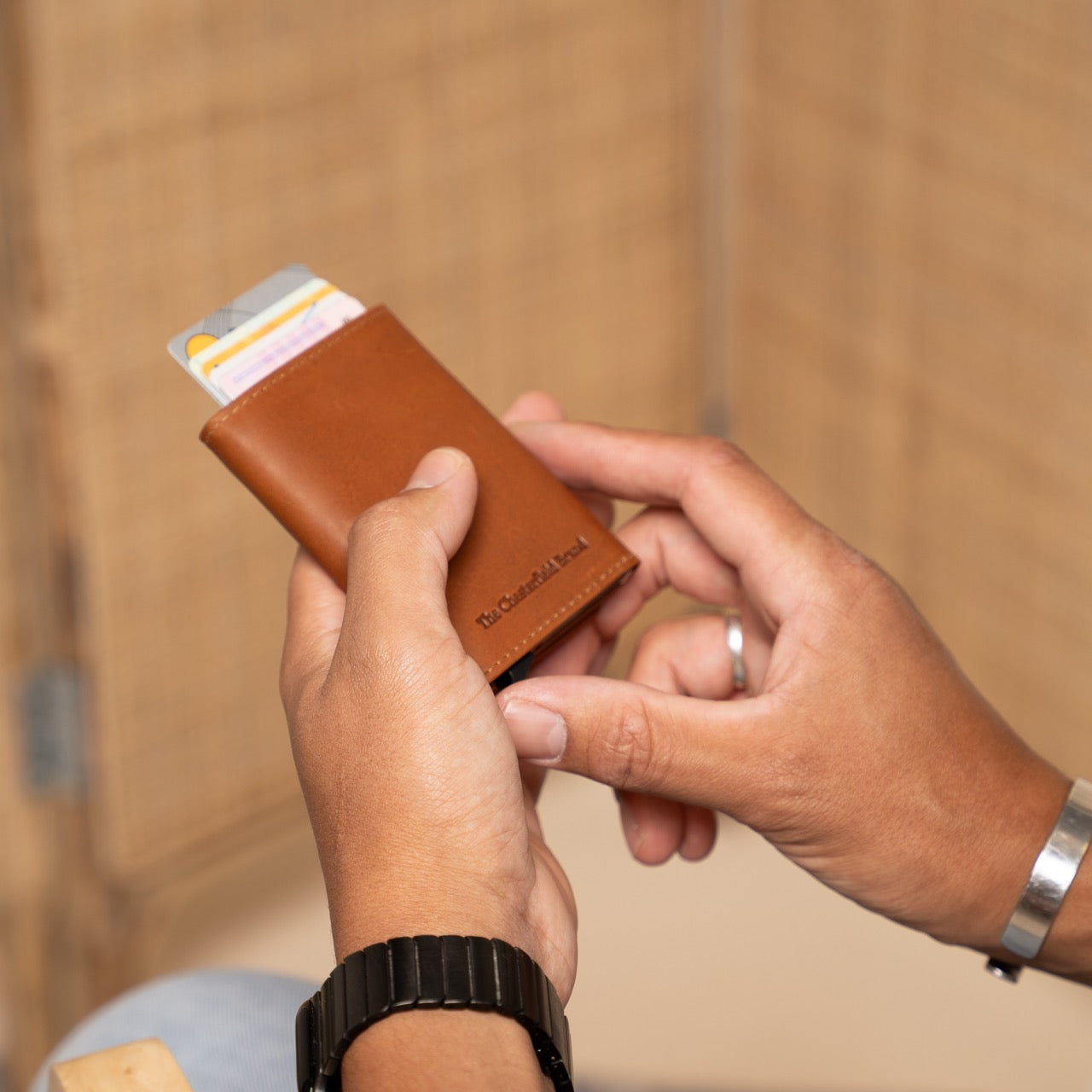 Leather Card Holder Cognac Lancaster