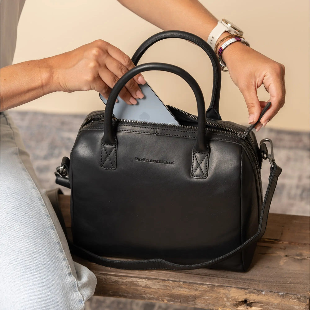 Leather Handbag Black Langton