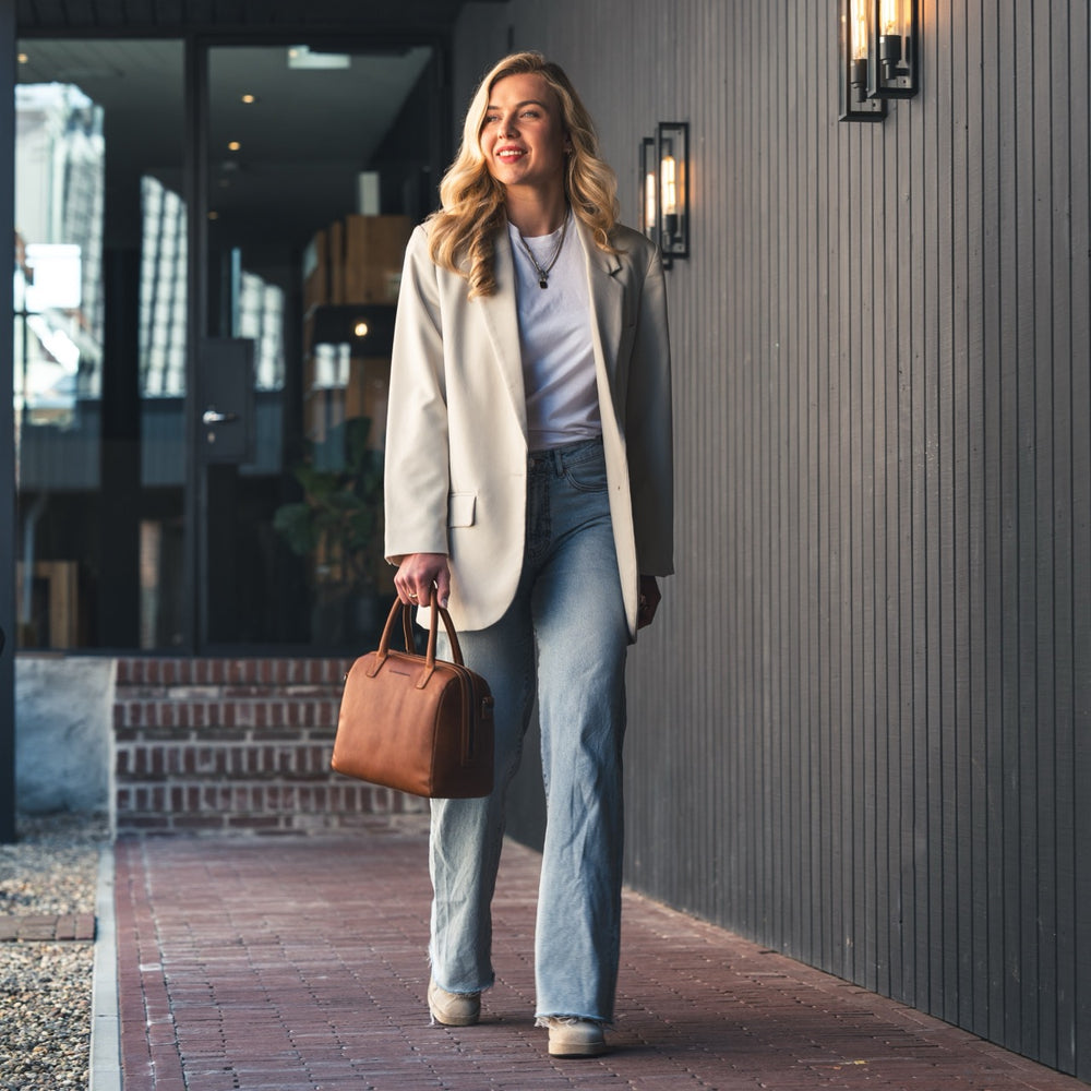 Leren Handtas Cognac Langton