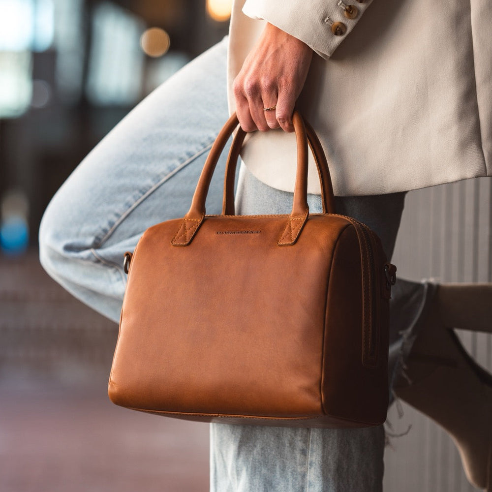 Leren Handtas Cognac Langton