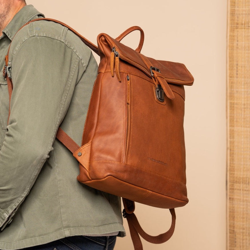 Leather Laptop Backpack Cognac Larsson