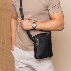 Leather Shoulder Bag Black Laveno