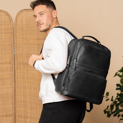Leather Backpack Black Lennox
