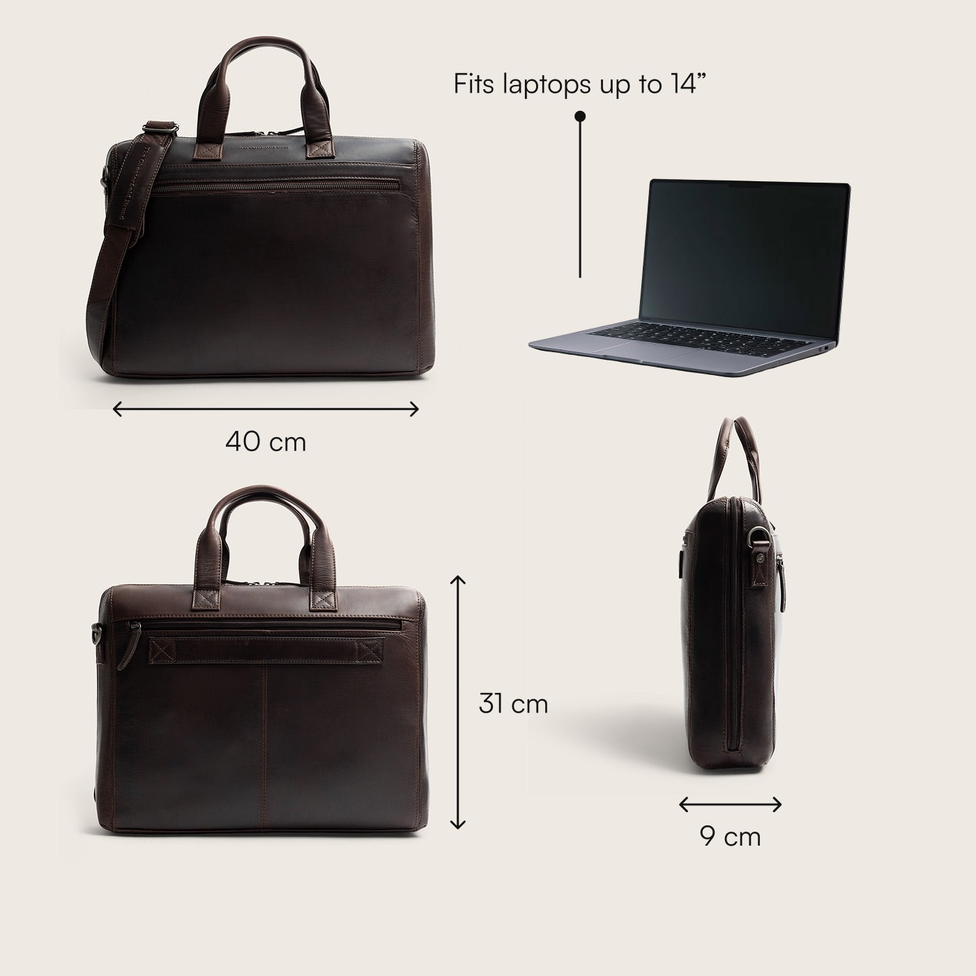 Sacoche Ordinateur en Cuir Marron Levanto