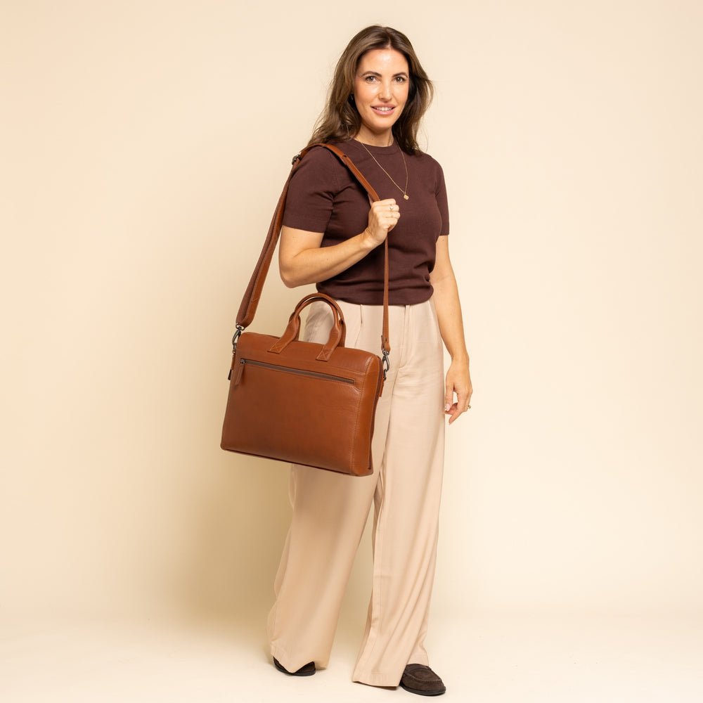 Sacoche Ordinateur en Cuir Cognac Levanto