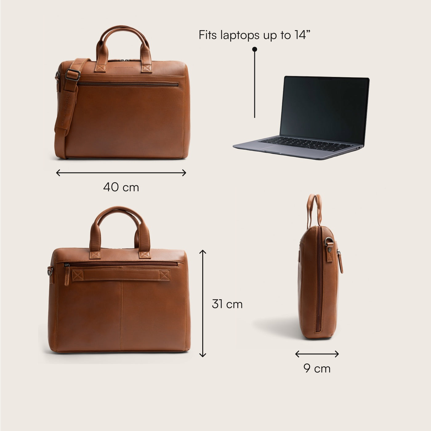 Leder Laptoptasche Cognac Levanto