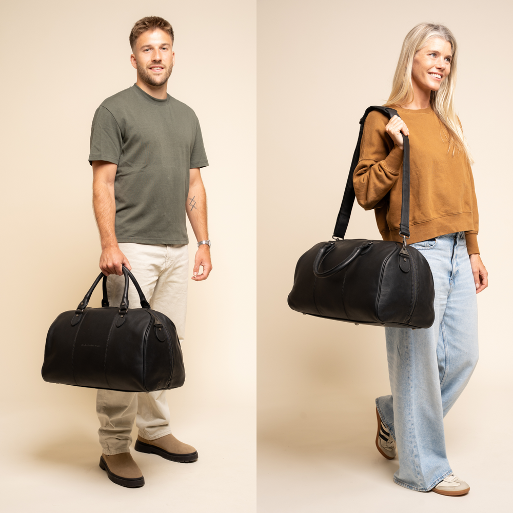 Leather Weekender Bag Black Liam