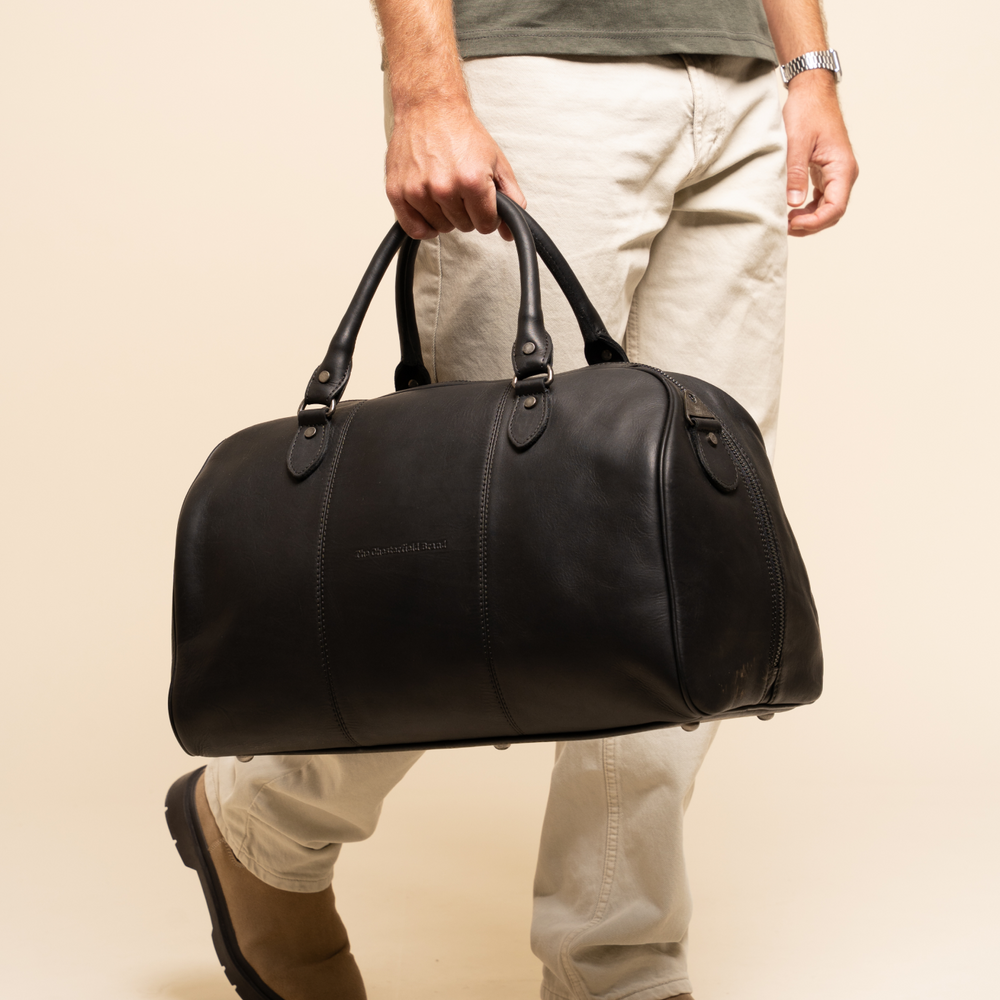 Leather Weekender Bag Black Liam