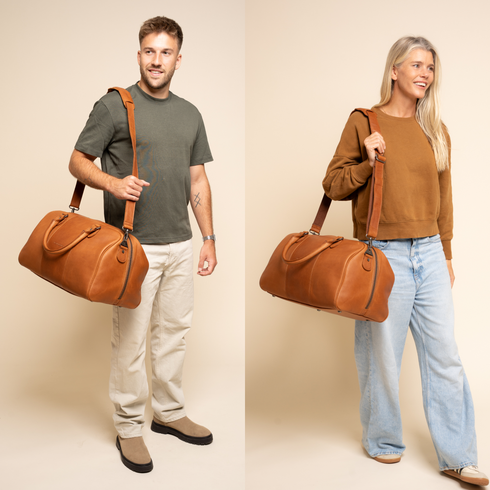 Leather Weekender Bag Cognac Liam