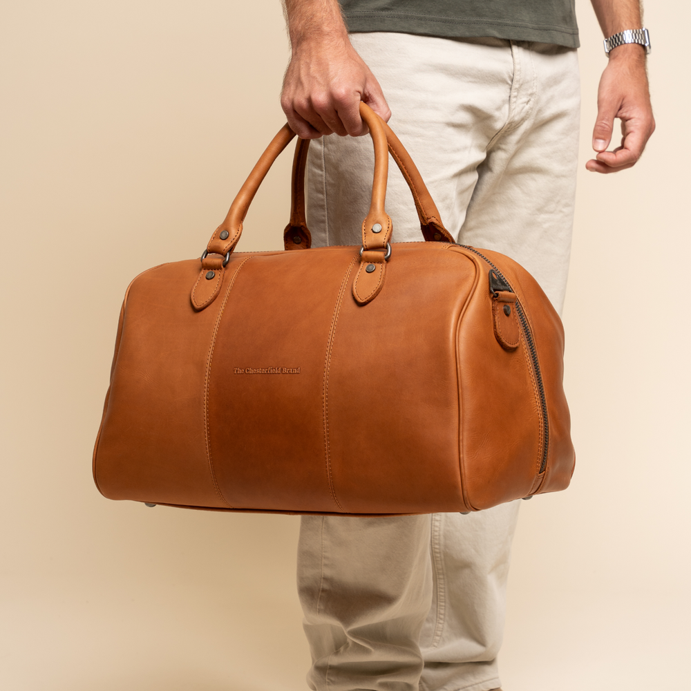 Leather Weekender Bag Cognac Liam
