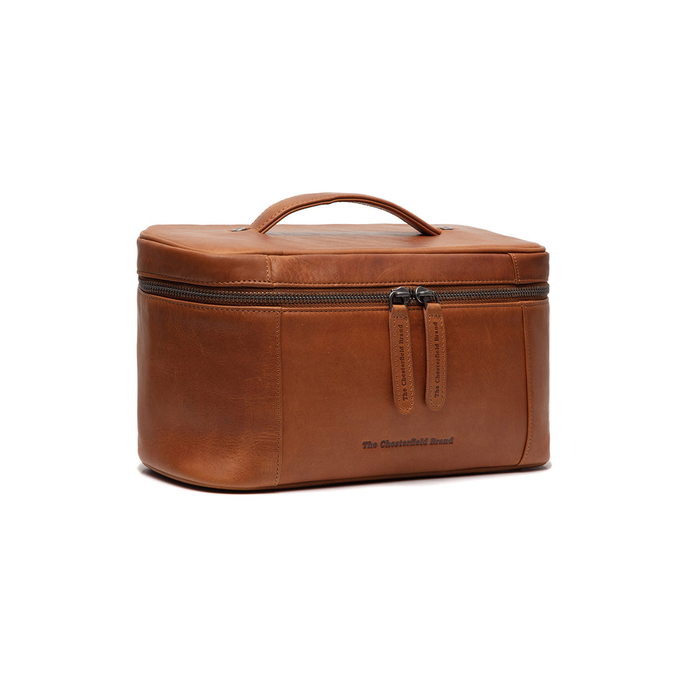 Leder Kulturtasche Cognac Limone