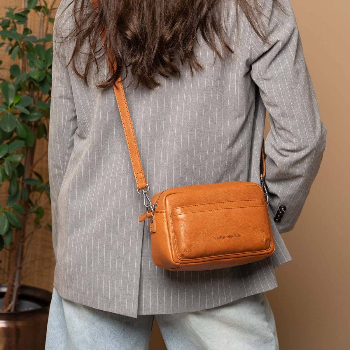 Sac Porté Épaule en Cuir Cognac Liora