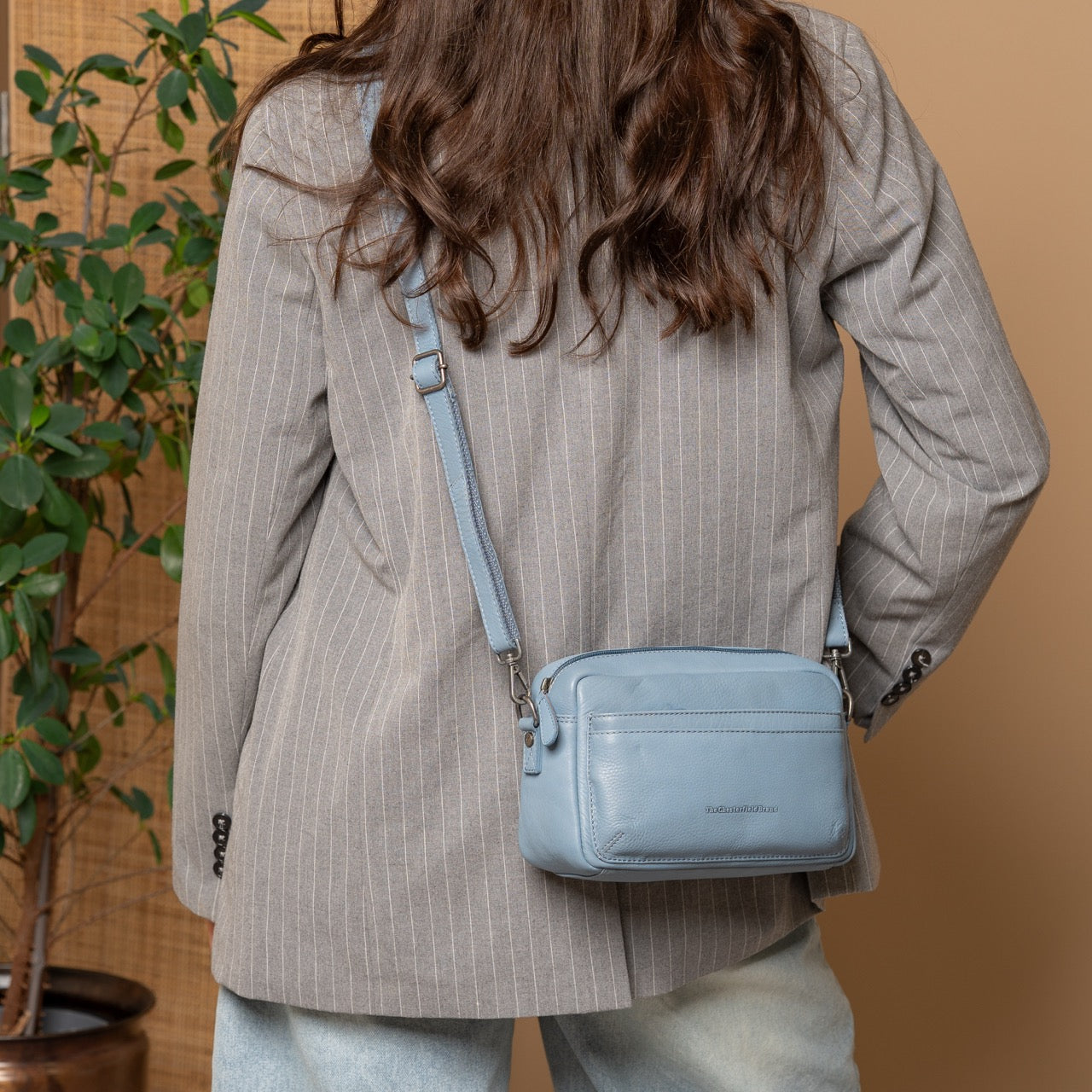 Leather Shoulder Bag Sky Blue Liora