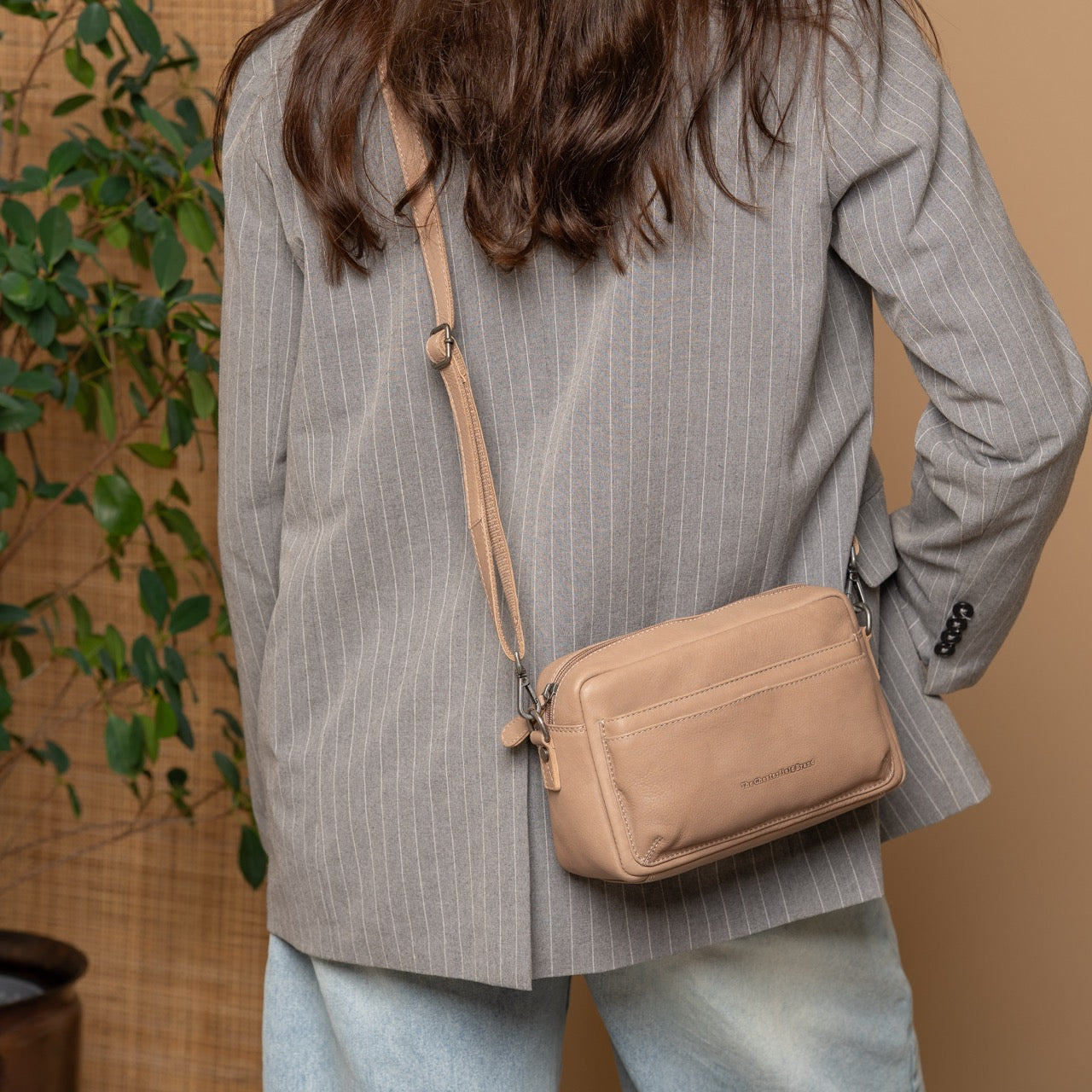 Leather Shoulder Bag Taupe Liora