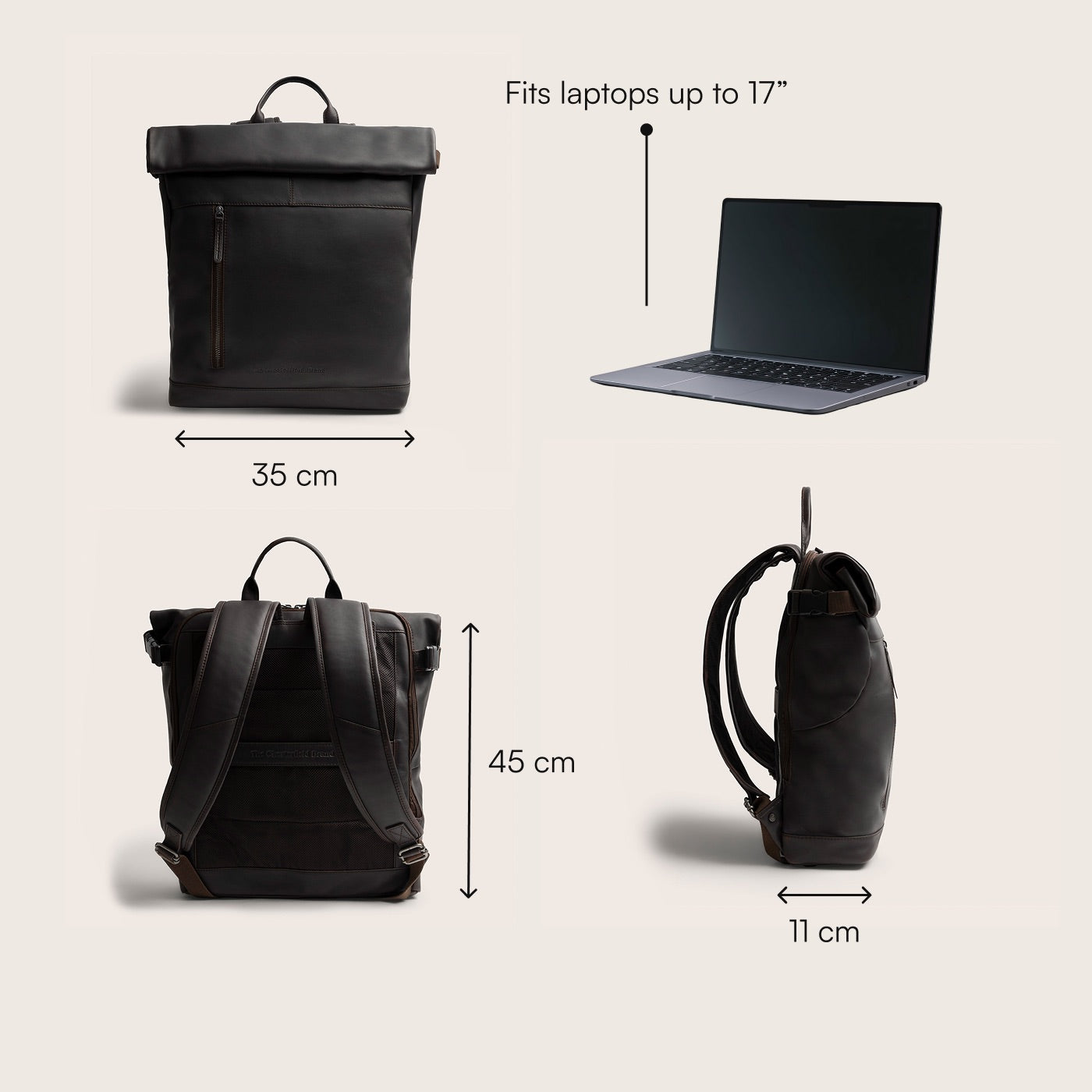 Leather Roll-top Backpack Brown Liverpool