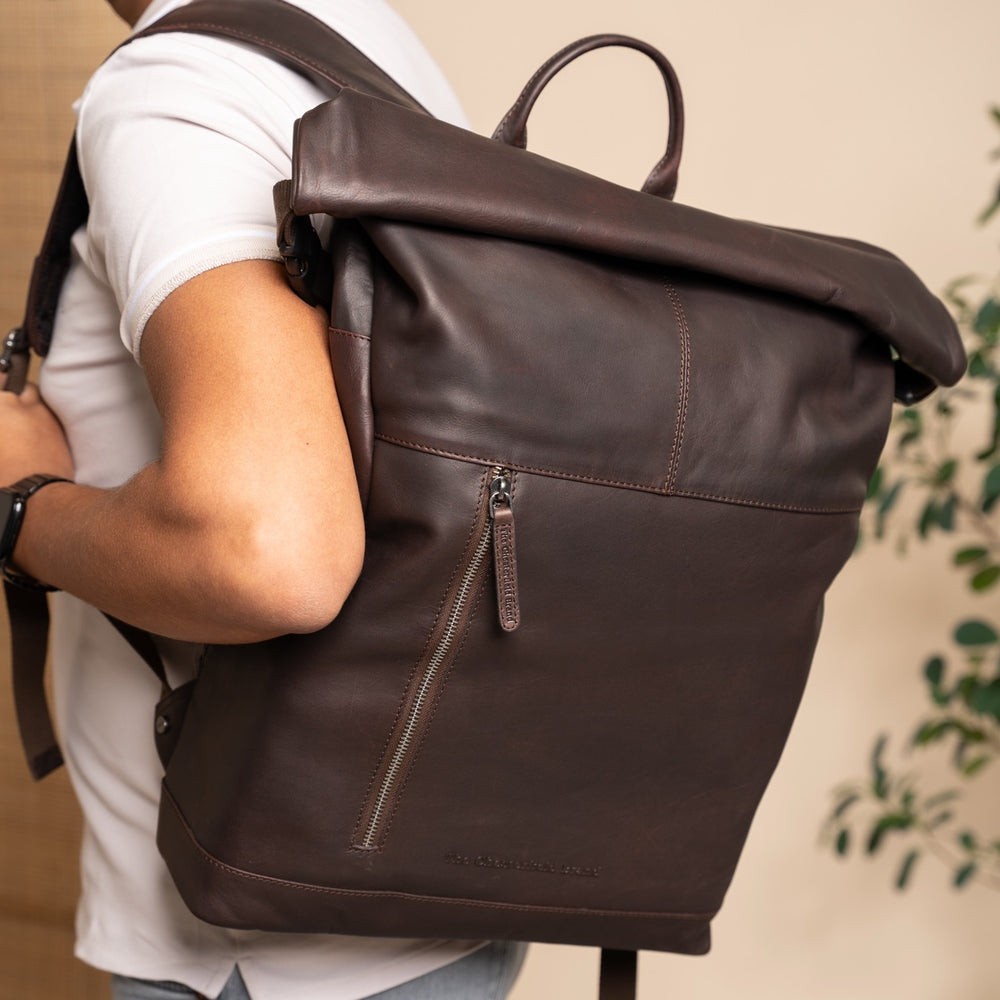 Leather Roll-top Backpack Brown Liverpool