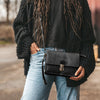 Leder Umhängetasche Schwartz Lucca