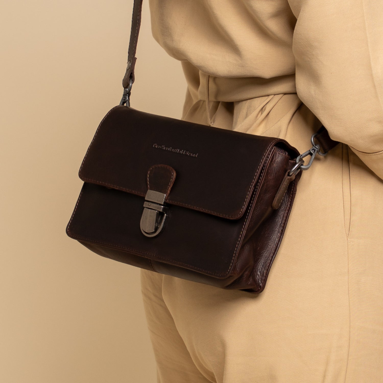 Leren Crossbody Tas Bruin Lucca