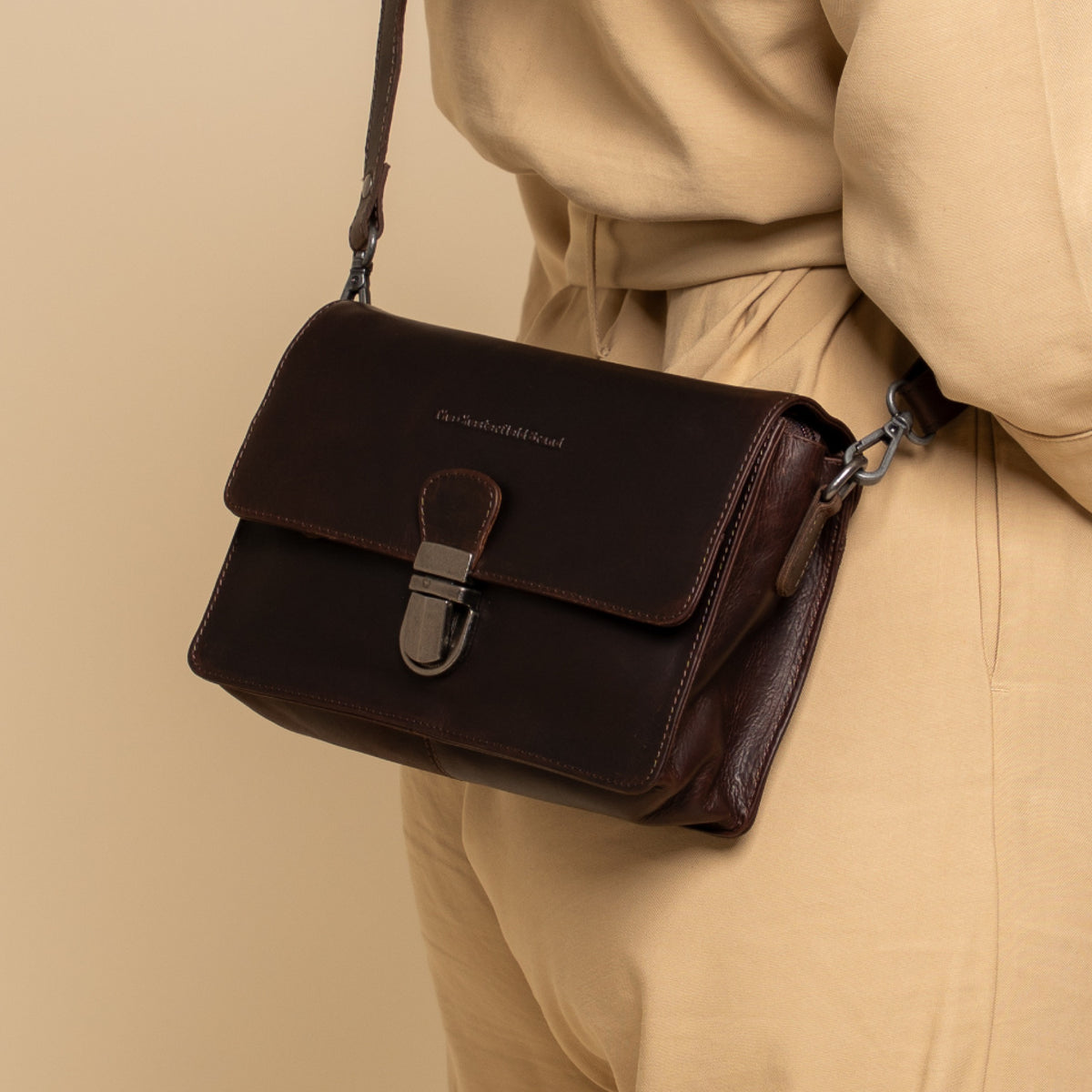 Leren Crossbody Tas Bruin Lucca