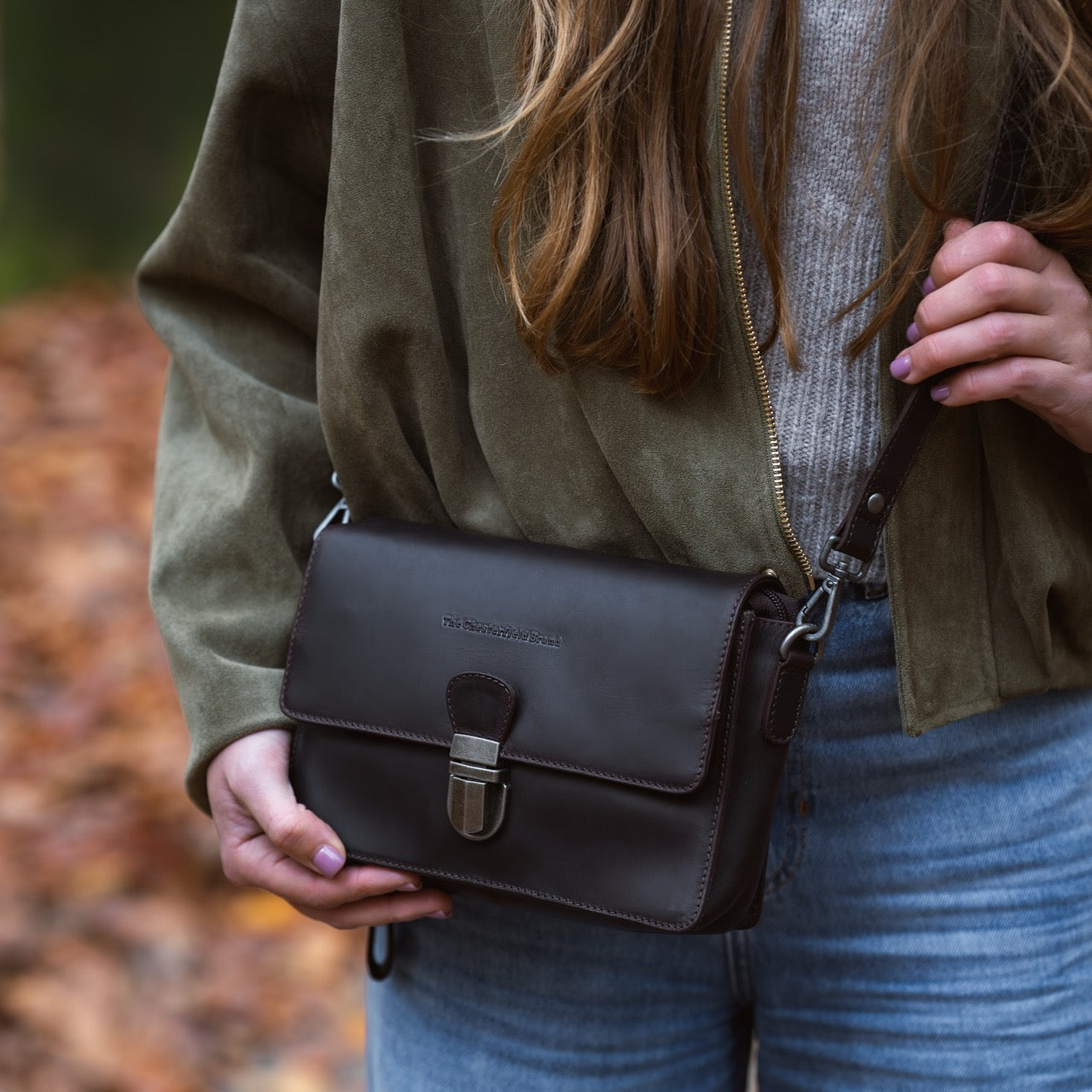 Sac Bandoulière en Cuir Marron Lucca