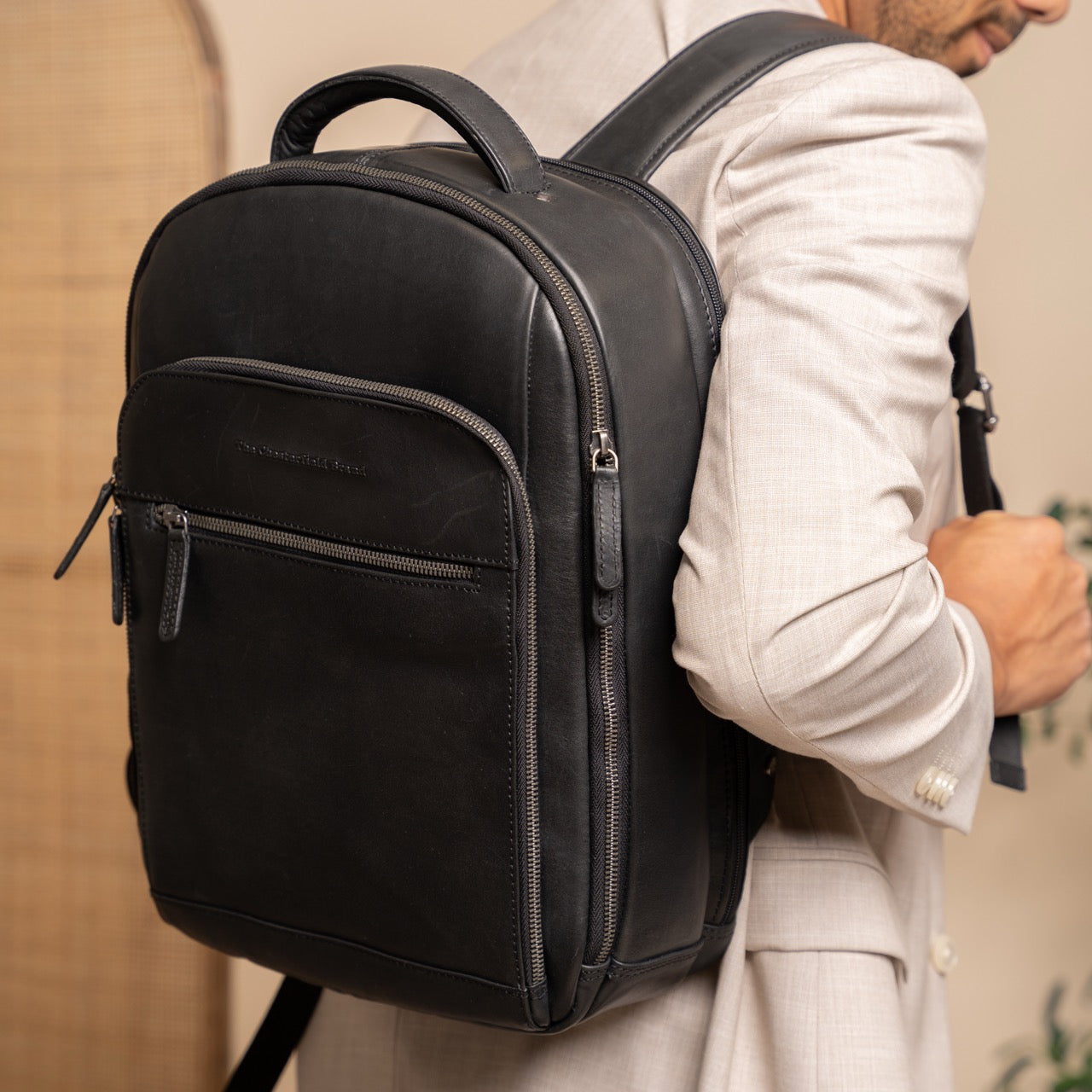 Leather Laptop Backpack Black Maggiore