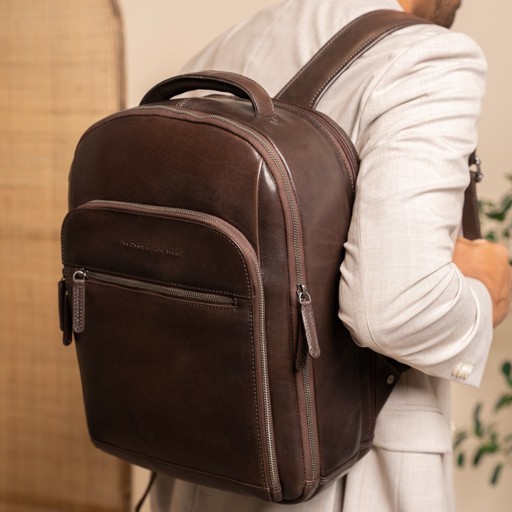 Leder Laptop Rucksack Braun Maggiore