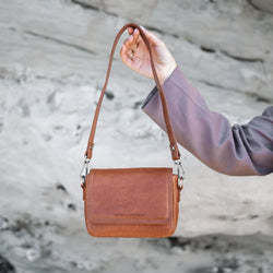Leren Schoudertas Cognac Marcella