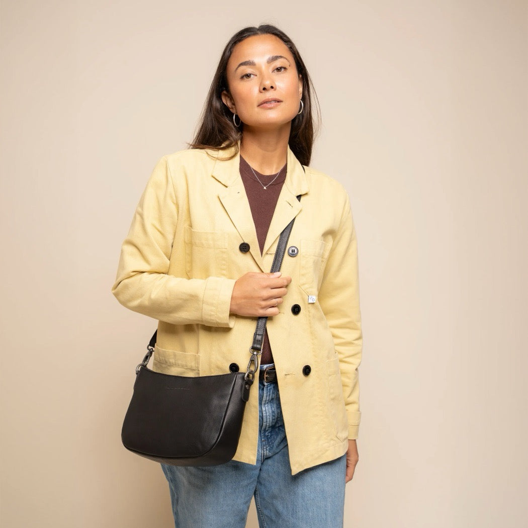 Sac Porté Épaule en Cuir Noir Maris
