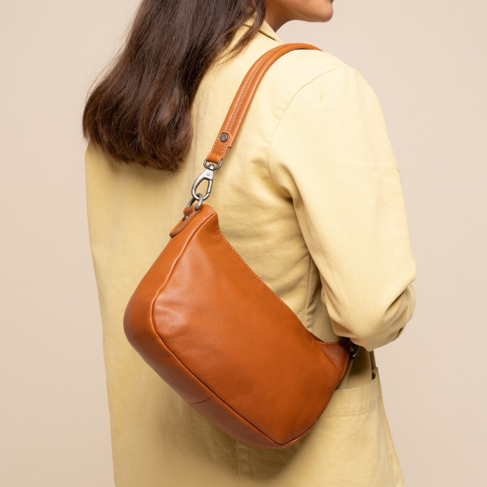Sac Porté Épaule en Cuir Cognac Maris