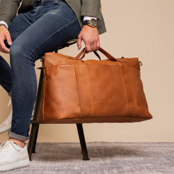 Leren Reistas Cognac Mark