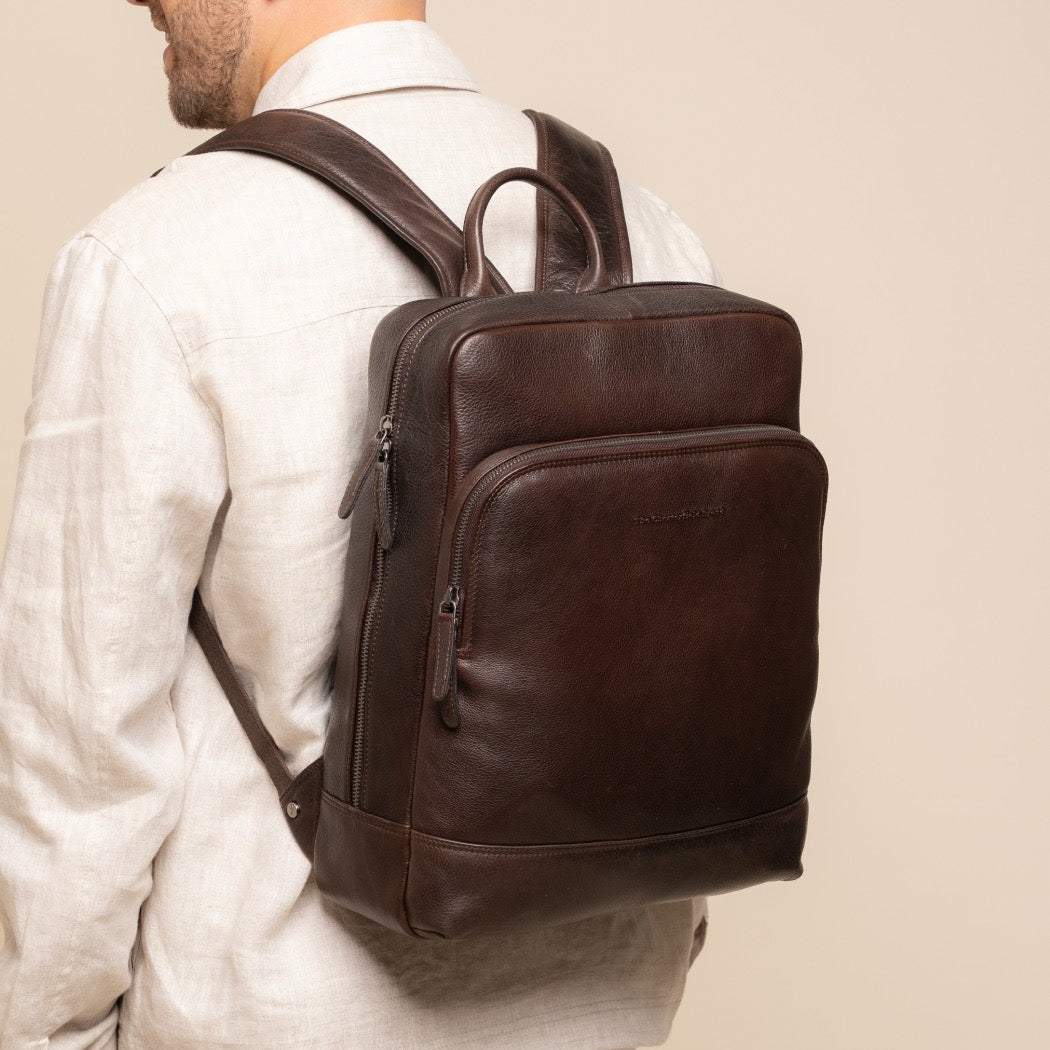 Leder Laptoprucksack Braun Marvello