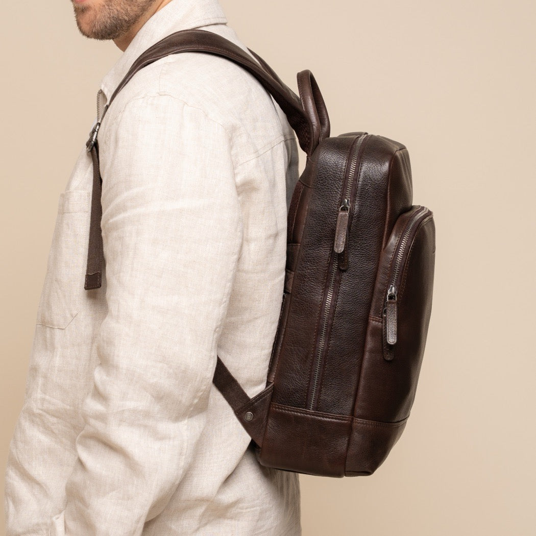 Leder Laptoprucksack Braun Marvello