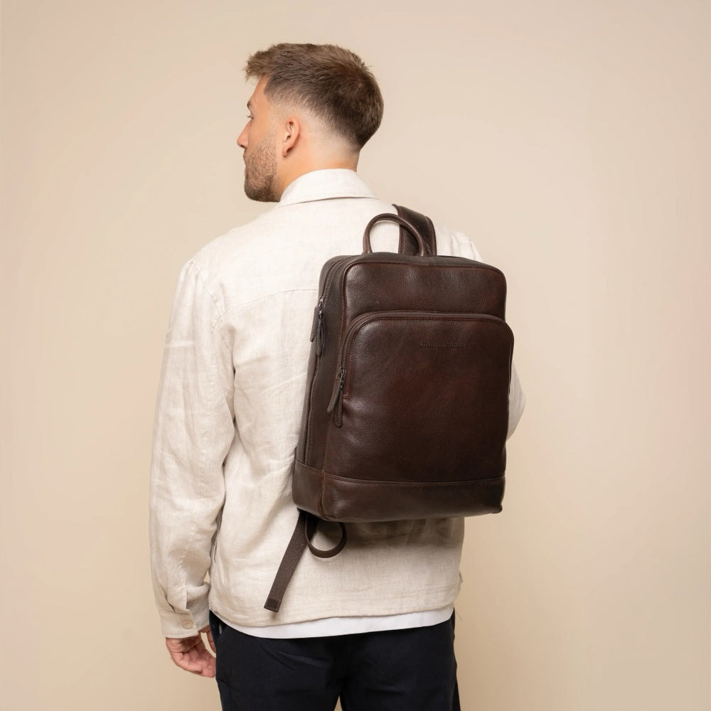 Leder Laptoprucksack Braun Marvello