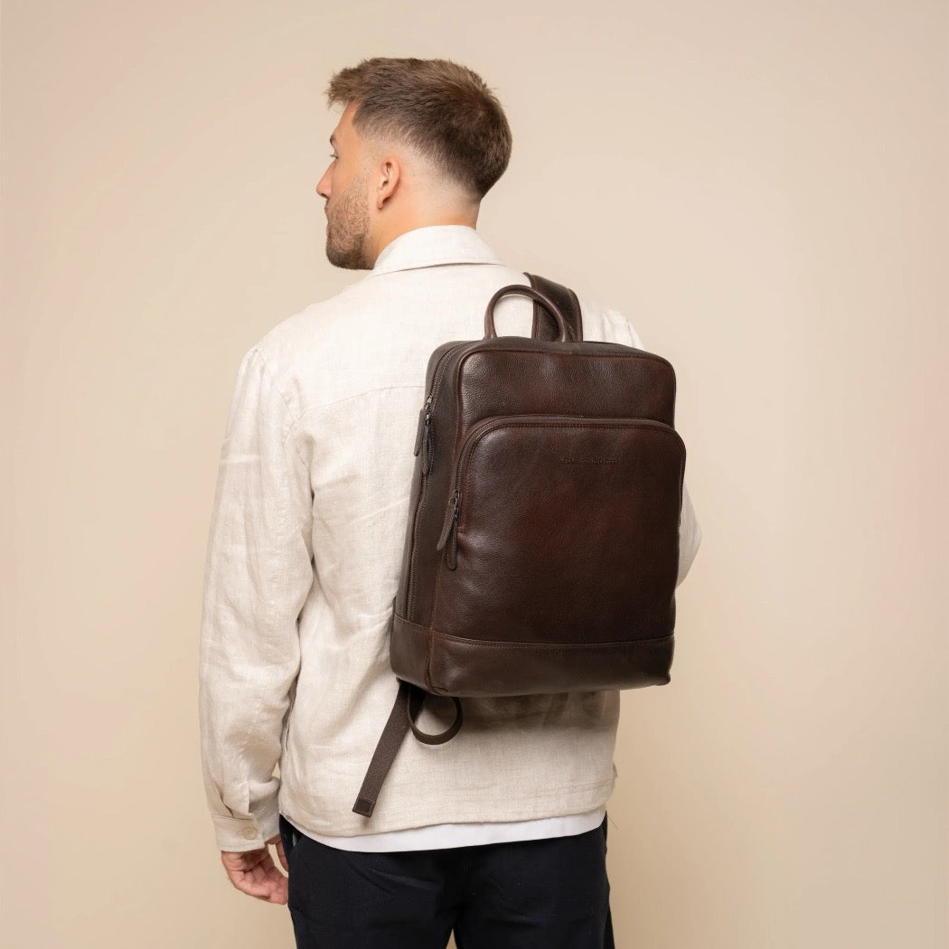 Leder Laptoprucksack Braun Marvello
