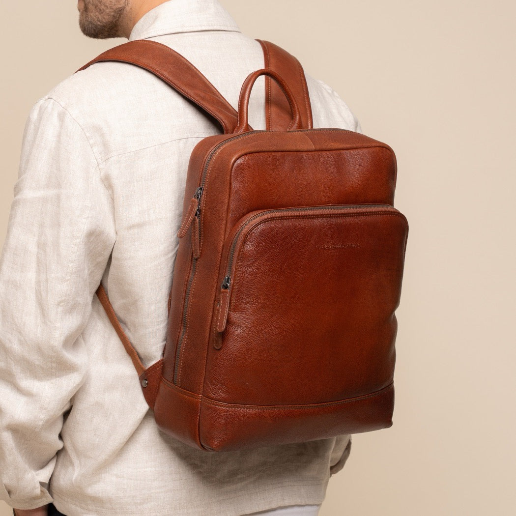 Leder Laptoprucksack Cognac Marvello
