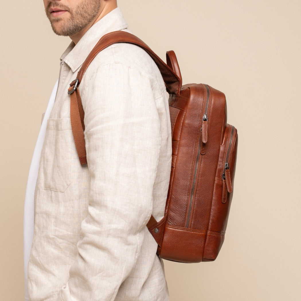 Leder Laptoprucksack Cognac Marvello