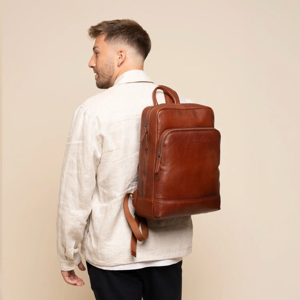 Leder Laptoprucksack Cognac Marvello