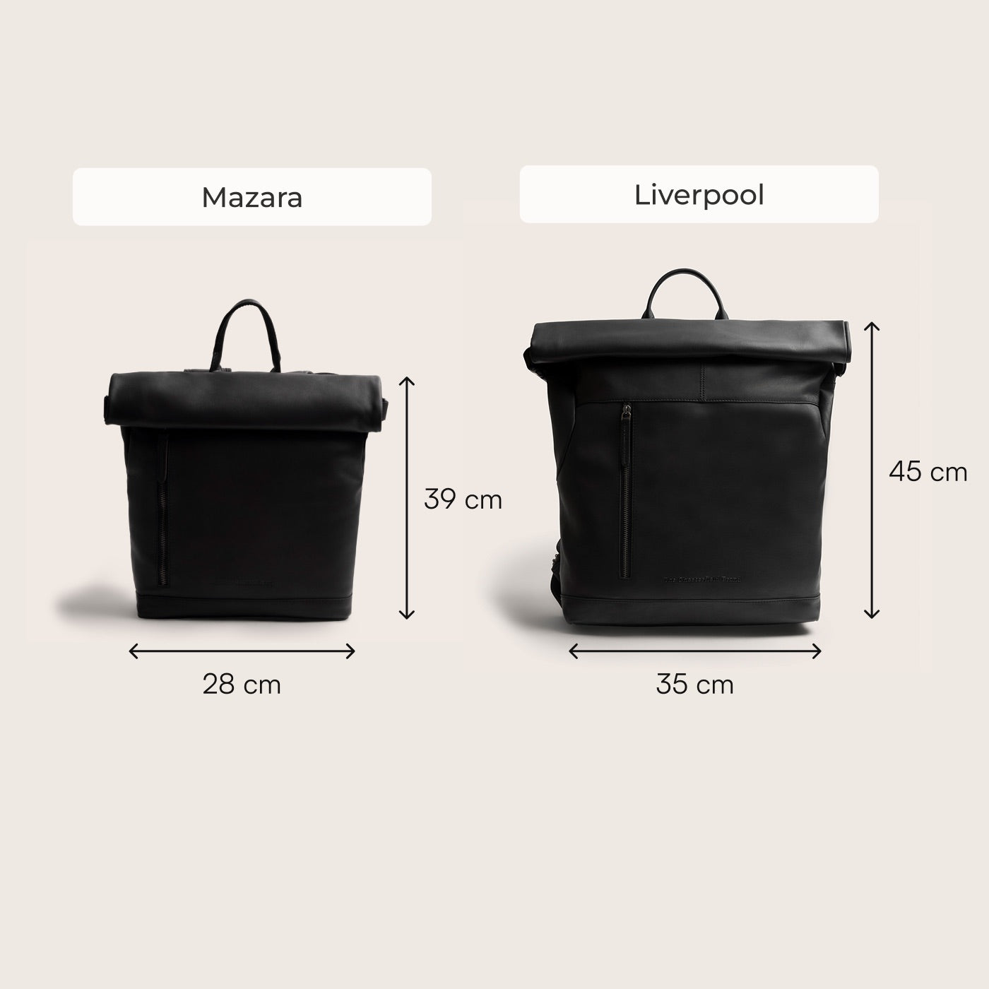 Sac à Dos Roll-top en Cuir Noir Liverpool