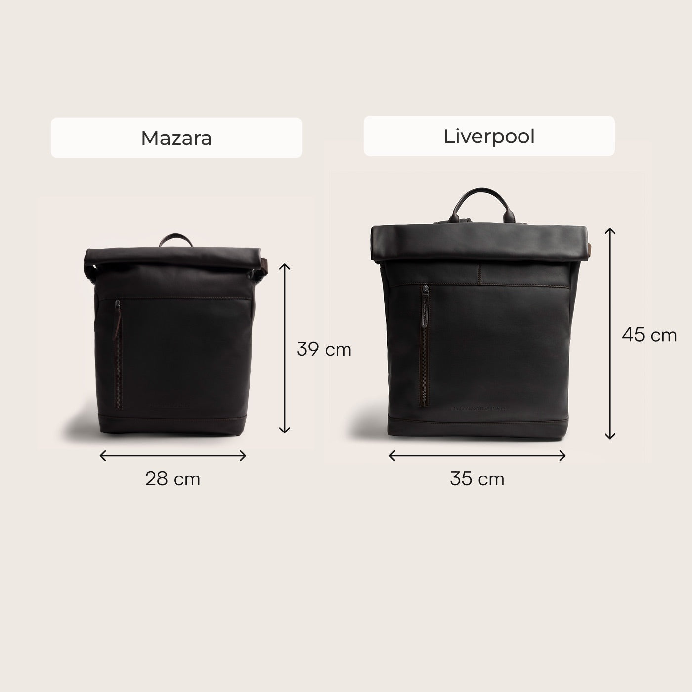 Leather Roll-top Backpack Brown Mazara