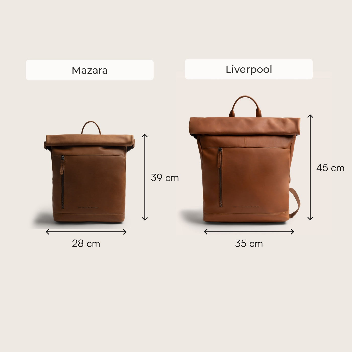 Leather Roll-top Backpack Cognac Mazara