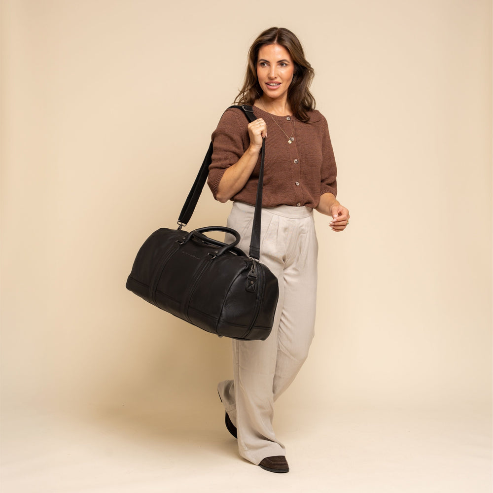 Leder Weekender Schwarz Melbourne