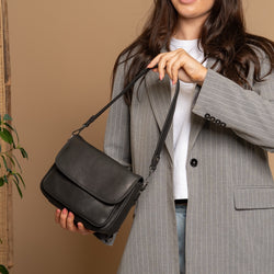 Leather Shoulder Bag Black Miloa