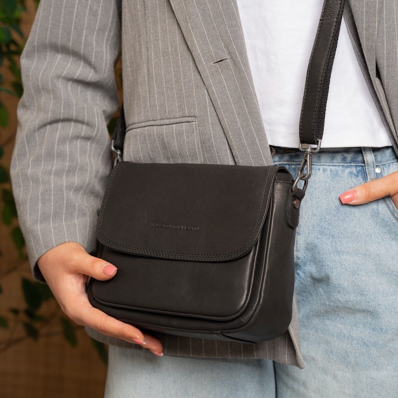 Leather Shoulder Bag Black Miloa