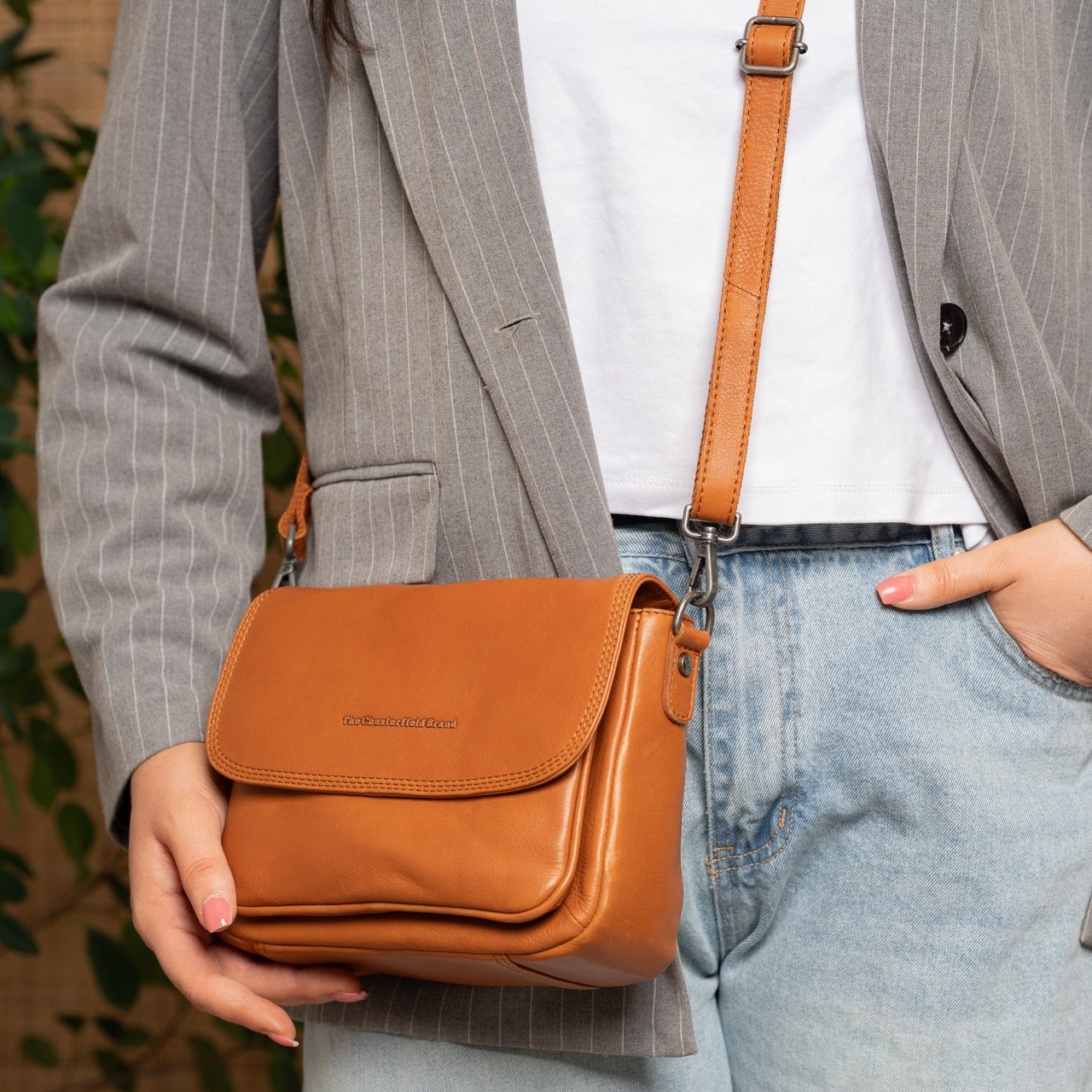 Leather Shoulder Bag Cognac Miloa