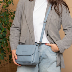 Leather Shoulder Bag Sky Blue Miloa
