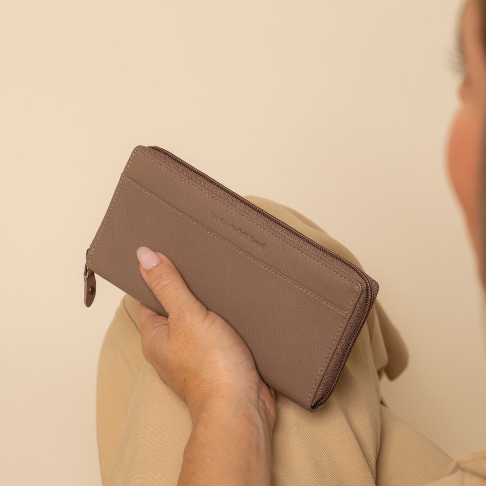 Leather Wallet Taupe Mirelle