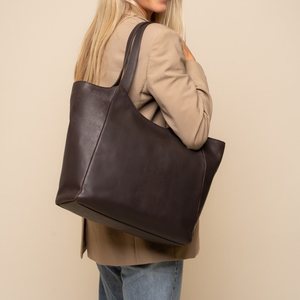 Sac Cabas en Cuir Marron Mireya